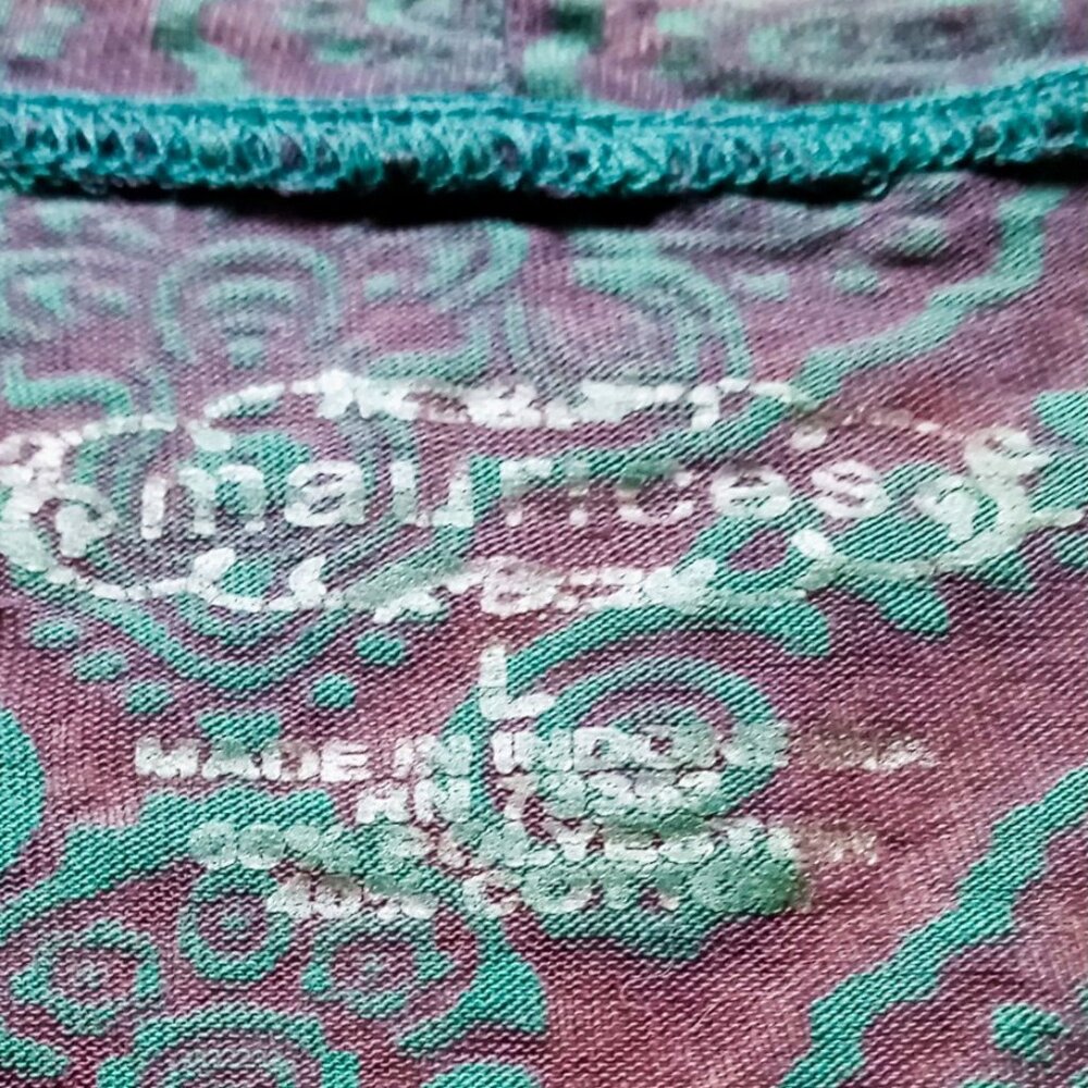 Maurices Women's Brown & Teal Sheer Damask Long Sleeve Pullover Top - Picture 7 of 10